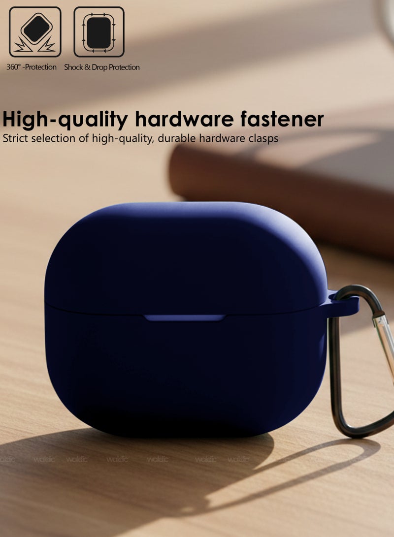 جراب سيليكون لهاتف هواوي فري كليب 2 | متوافق مع هواوي فري كليب 2 | غطاء حماية كامل مقاوم للصدمات لهاتف هواوي فري كليب 2 مع حلقة مفاتيح (لا يشمل سماعات AirPods) - أزرق داكن - Image 4